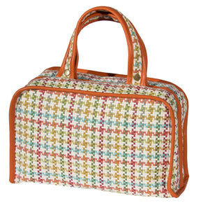 L167-3125 Pull Apart Large Cosmetic Bag 12"x8x4" This Chi Chi Coral Double Handles with Snaps pulls apart to give you lots of Compartments inside for large Bottles of shampoo, toiletries and more is part of Cosmetic and Travel Accessories Collection