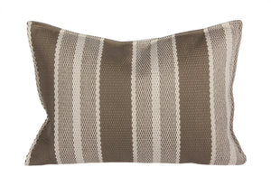 L626-2001 14"x20" Frivolous Latte Heavy Striped Pillow reverse to Solid with Feather Insert part of the Lake House Collection, Zipper Closure for easy removal of Insert for Laundering