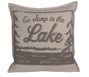 L643-Jump 20x20" Pillow Feather Filled in Our Lake House Collection Go Jump in the Lake